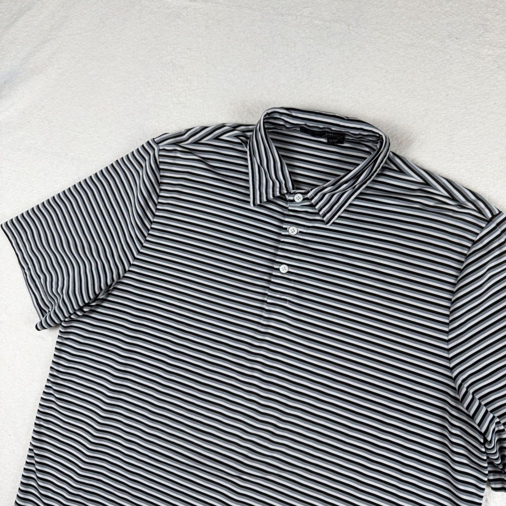 RLX Ralph Lauren Mens XL Striped Golf Polo Gray's Crossing Performance Shirt‎